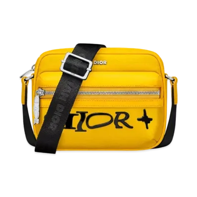 Dior x LEWIS HAMILTON Mini Rider 2.0 Zipped Messenger Bag Nylon and Leather Effect Technical Fabric "Yellow"