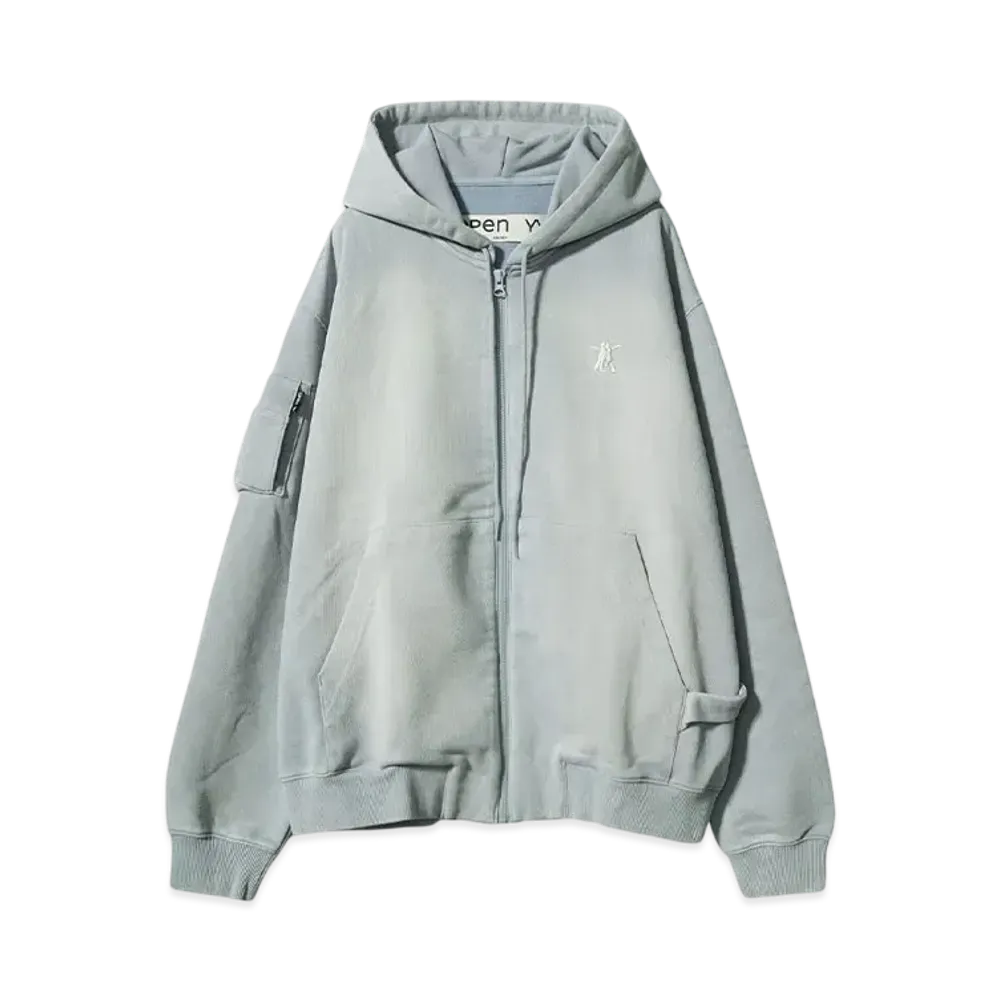 OPEN YY POCKET WASHED BOX HOODIE "BLUE"