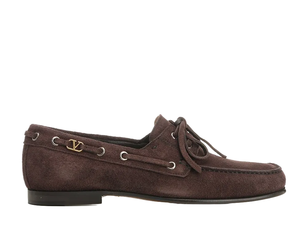 Valentino Garavani Suede Loafers With Logo "Brown"