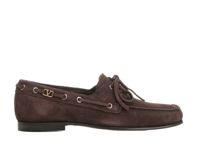 Valentino Garavani Suede Loafers With Logo "Brown"