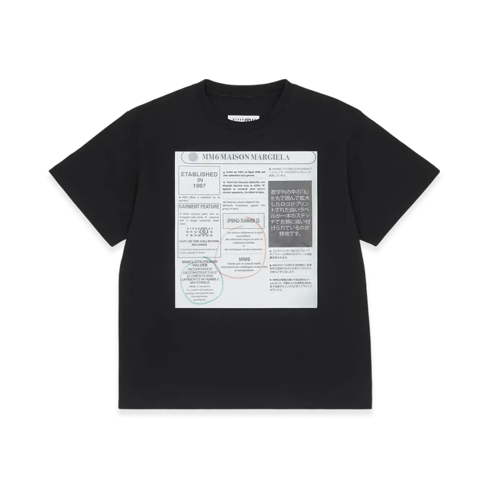 MM6 Maison Margiela Women's Newspaper Print T-Shirt "Black"