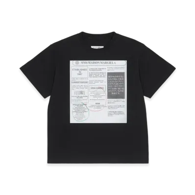 MM6 Maison Margiela Women's Newspaper Print T-Shirt "Black"