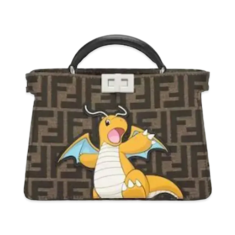 Pokemon x Fragment x FENDI Dragonite Peekaboo I See U XCross FF Fabric Bag "Brown"