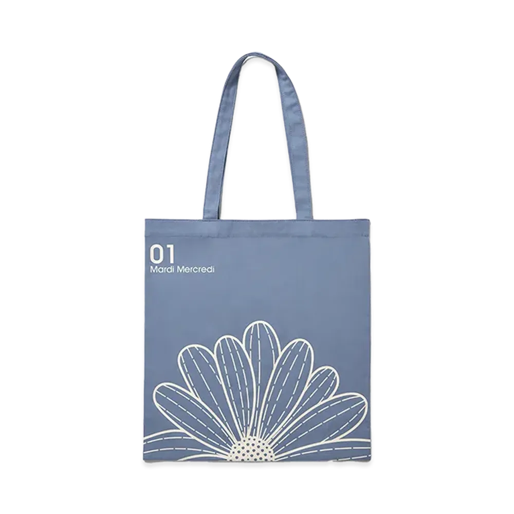 Mardi Mercredi Canvas Bag Flower "Blue/White"