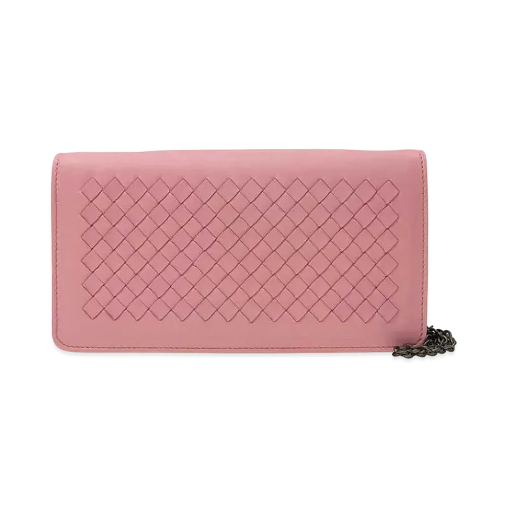 Bottega Veneta Intrecciato Lambskin Chain Wallet "Boudoir"