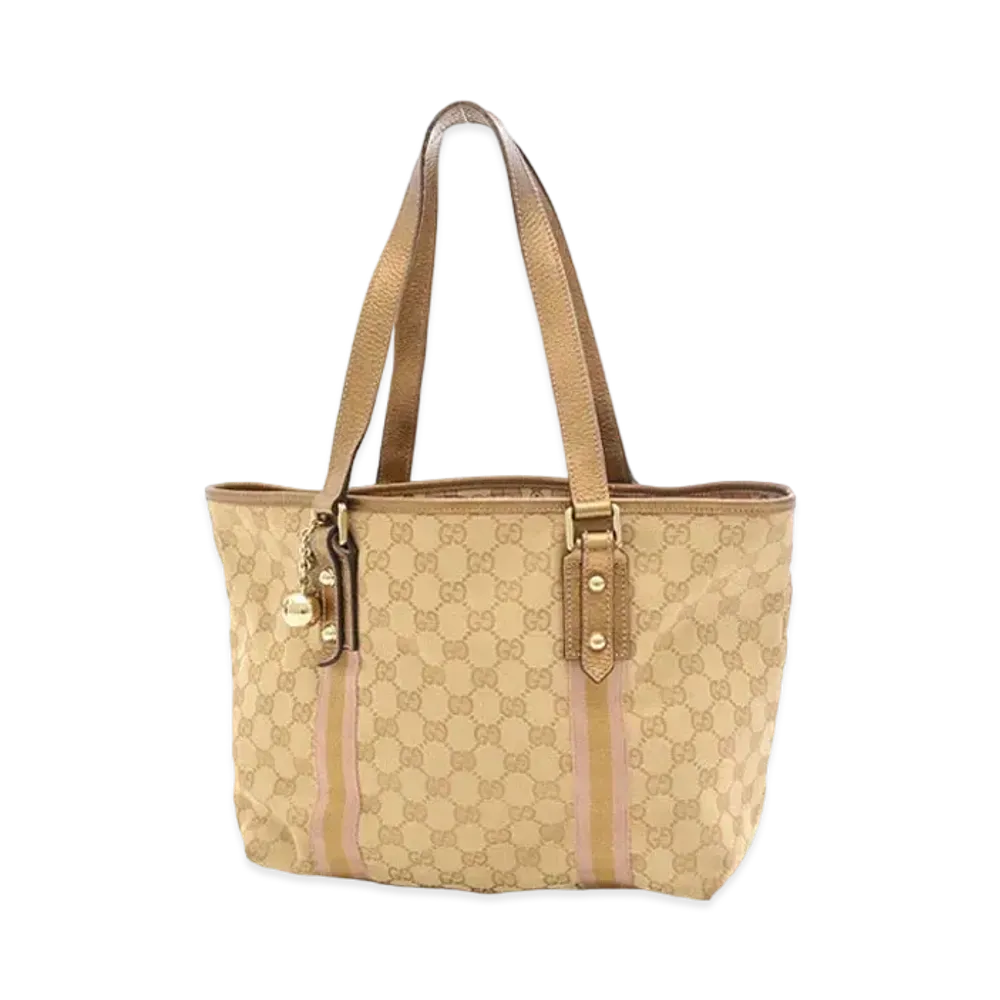 GUCCI GG Canvas Leather Tote Bag "Beige"