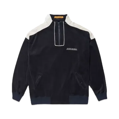 STUDIO SEVEN Cotton Velour Half Zip Jacket "NAVY"