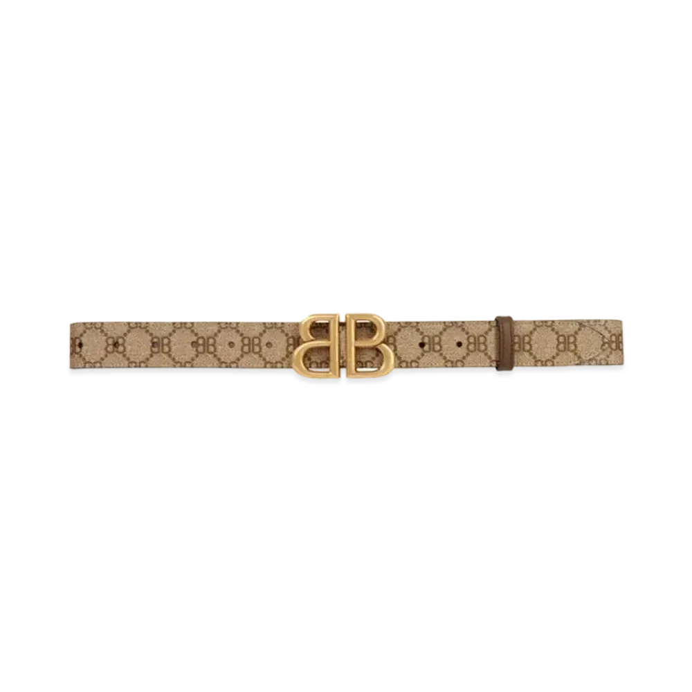 GUCCI x BaBALENCIAGA The Hacker Bb Large Belt Coating Canvas "Beige"