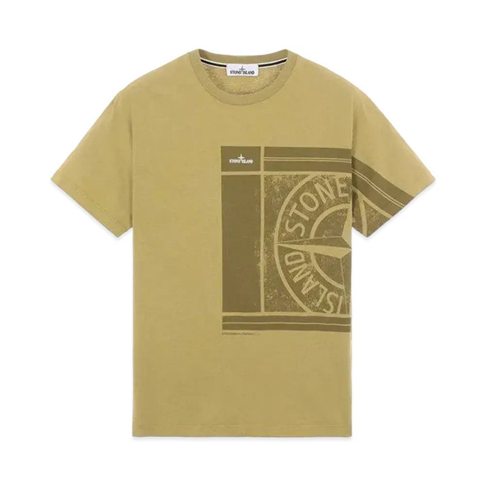 Stone Island 2NS81 COTTON JERSEY, 'MOSAIC FOUR' PRINT, GARMENT DYED_SLIM FIT "Dark Beige"