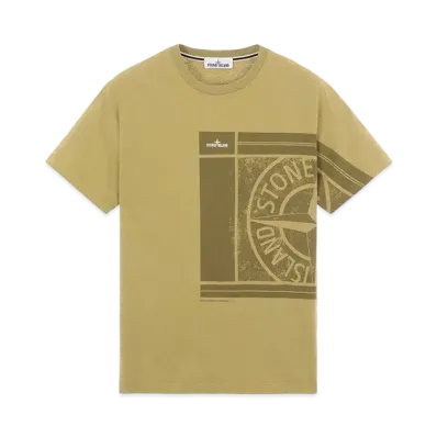 Stone Island 2NS81 COTTON JERSEY, 'MOSAIC FOUR' PRINT, GARMENT DYED_SLIM FIT "Dark Beige"
