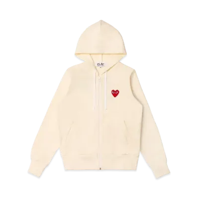 PLAY COMME des GARCONS Unisex Zip-Up Hoodie "Ivory"