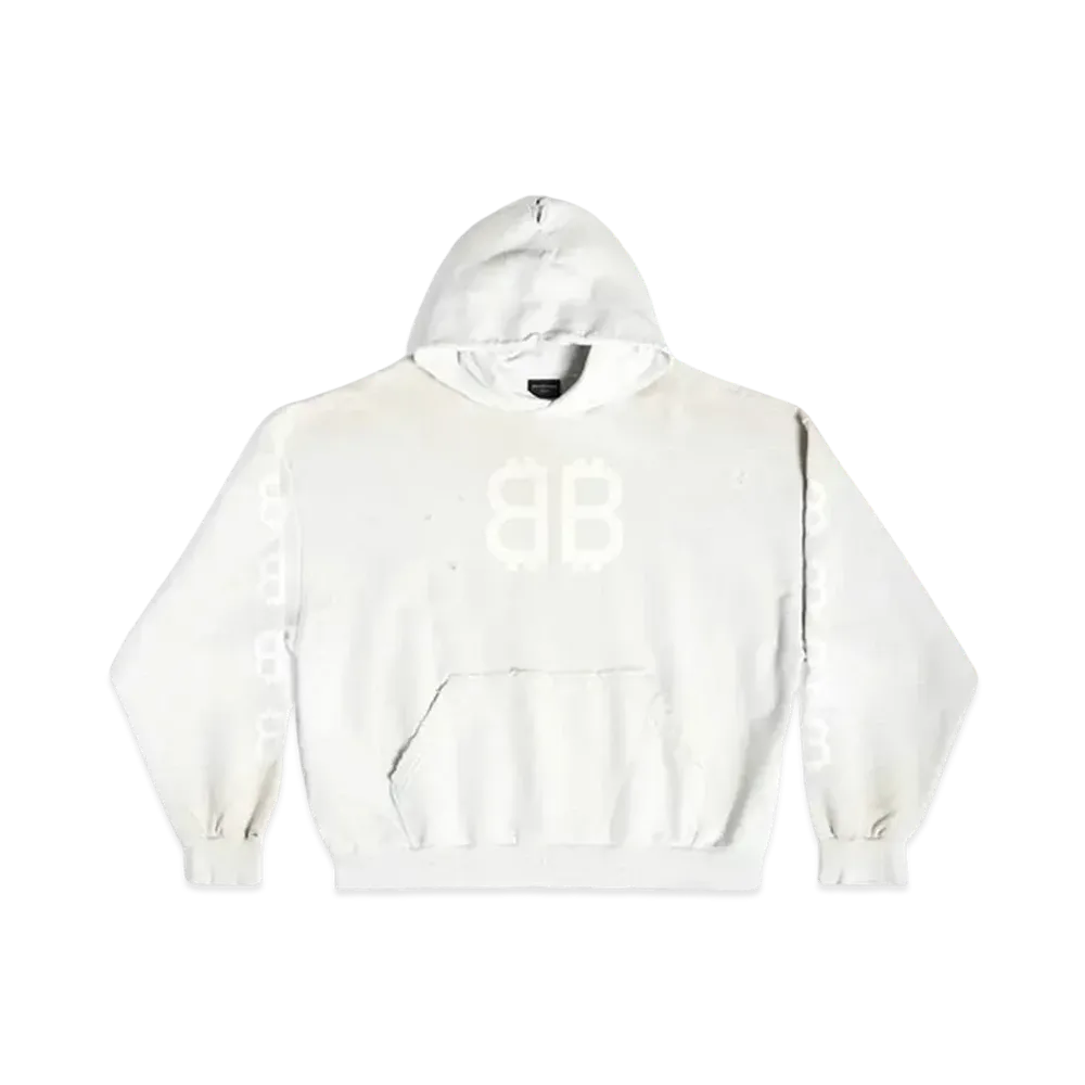 BALENCIAGA MENS Crypto Hoodie Medium Fit "White"
