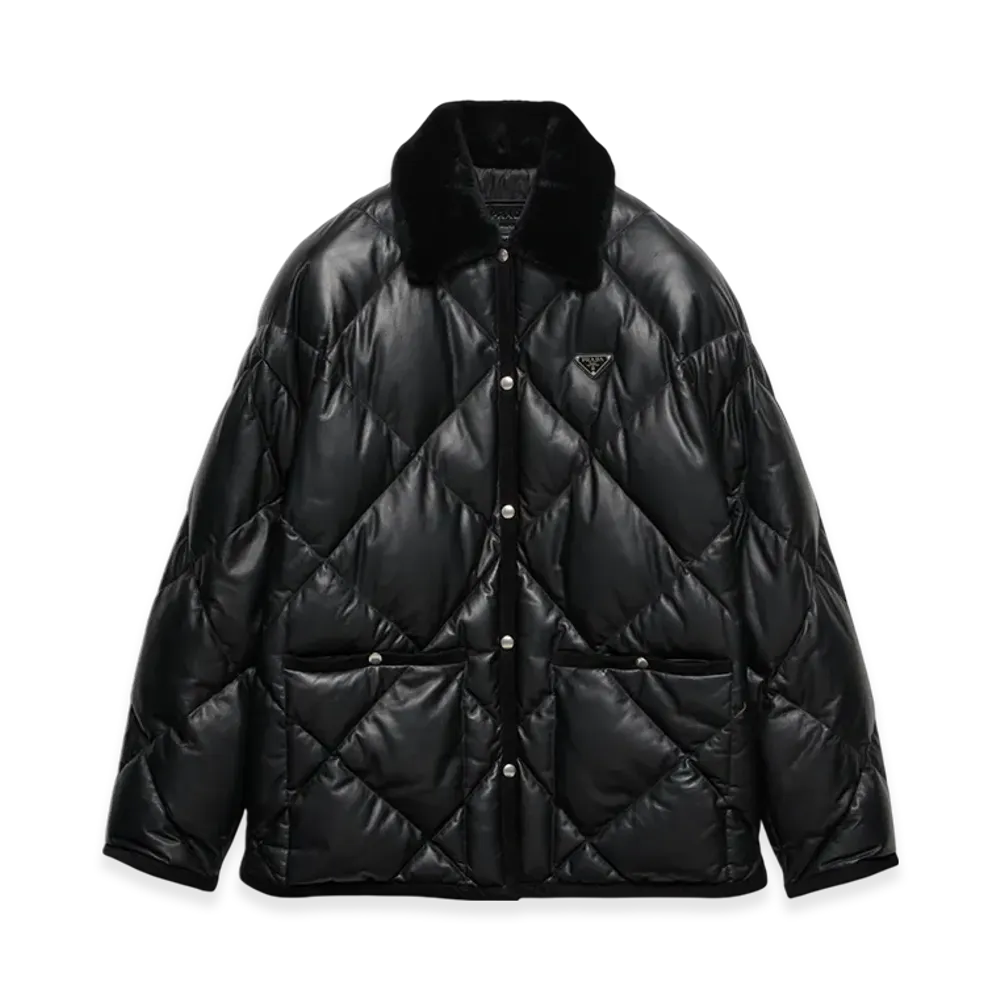 PRADA Women's Quilted Nappa Leather Caban "Black"