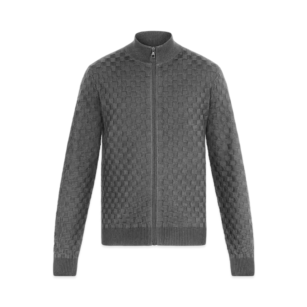Louis Vuitton Damier Signature Zip-Through Cardigan "Gris Fonce"