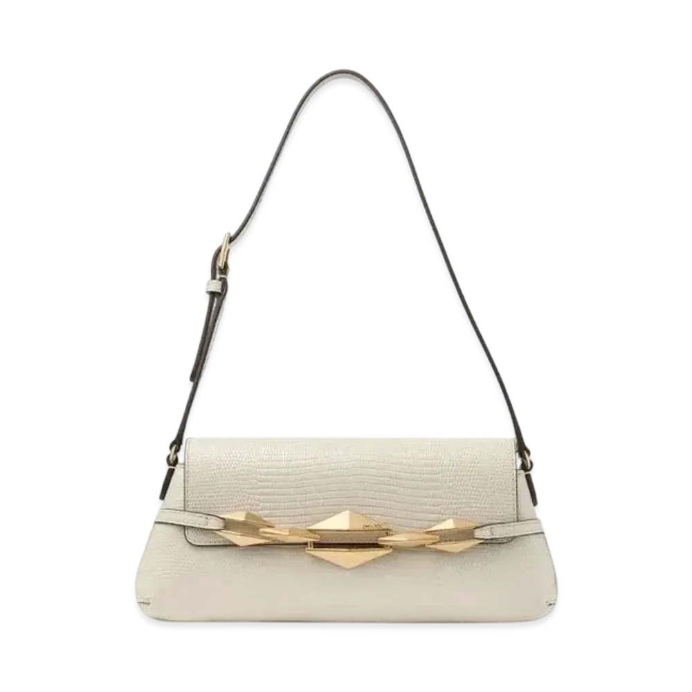 Jimmy Choo Diamond Shoulder East-West S Lizard Print Leather Mini shoulderbag "Bamboo/Gold"