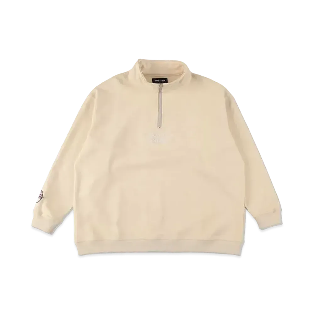 WIND AND SEA x MALBON HALF ZIP SWEAT "Beige"