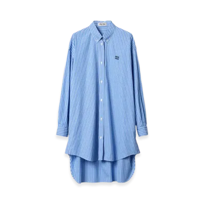 MIU MIU Women's Striped Cotton Dress "Sapphire Blue"
