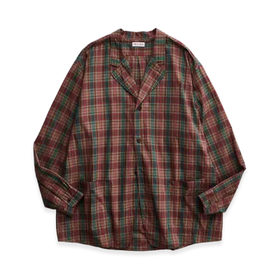 NICENESS Maureen Pigment-Dyed Madras Check Coverall "Sepia"