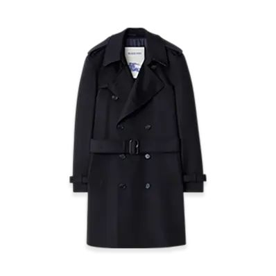 Burberry Mid-length Cashmere Trench Coat "Navy"