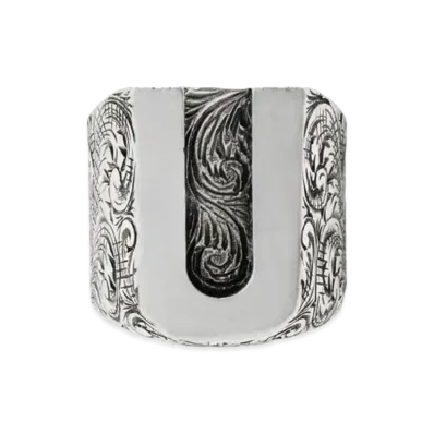 GUCCI Alphabet "U" Silver Ring "Silver"