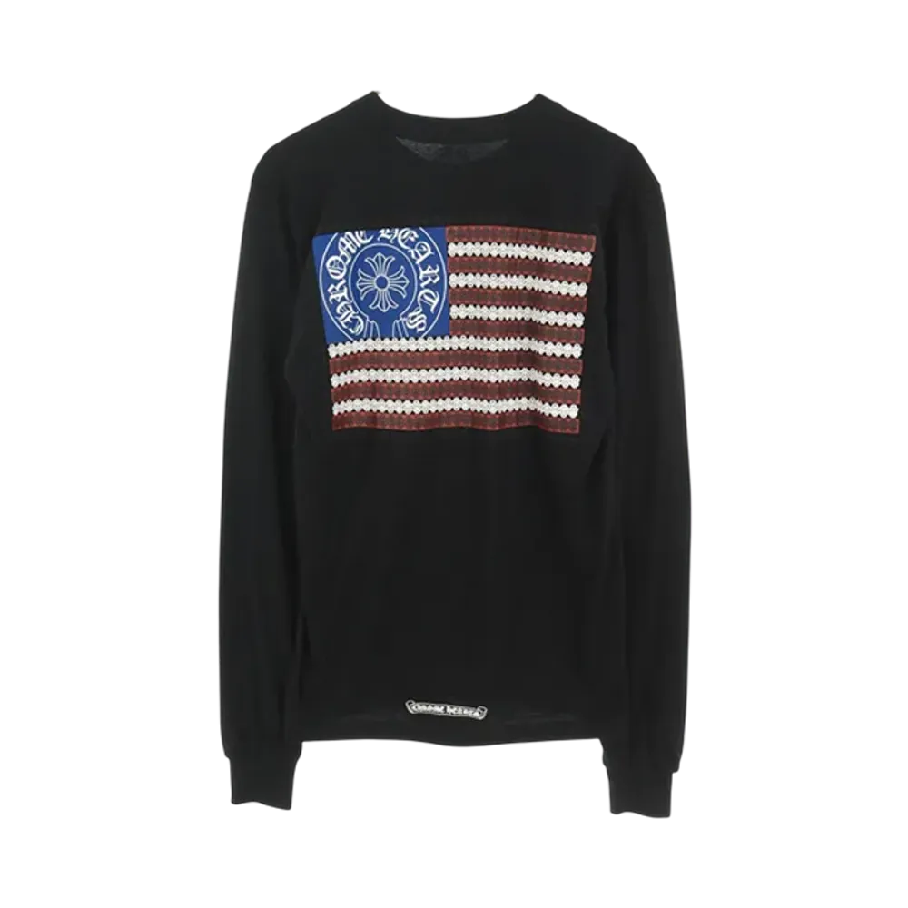 Chrome Hearts American Flag Back Print L/S T-Shirt "Black/Red/Blue"
