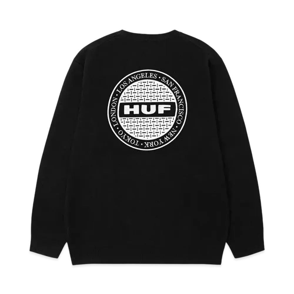 HUF Winter 24 Manhole Crew Sweater "Black"