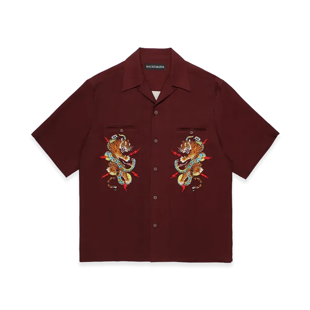 WACKO MARIA Tim Lehi / 50's Open Collar Shirt "Burgundy"