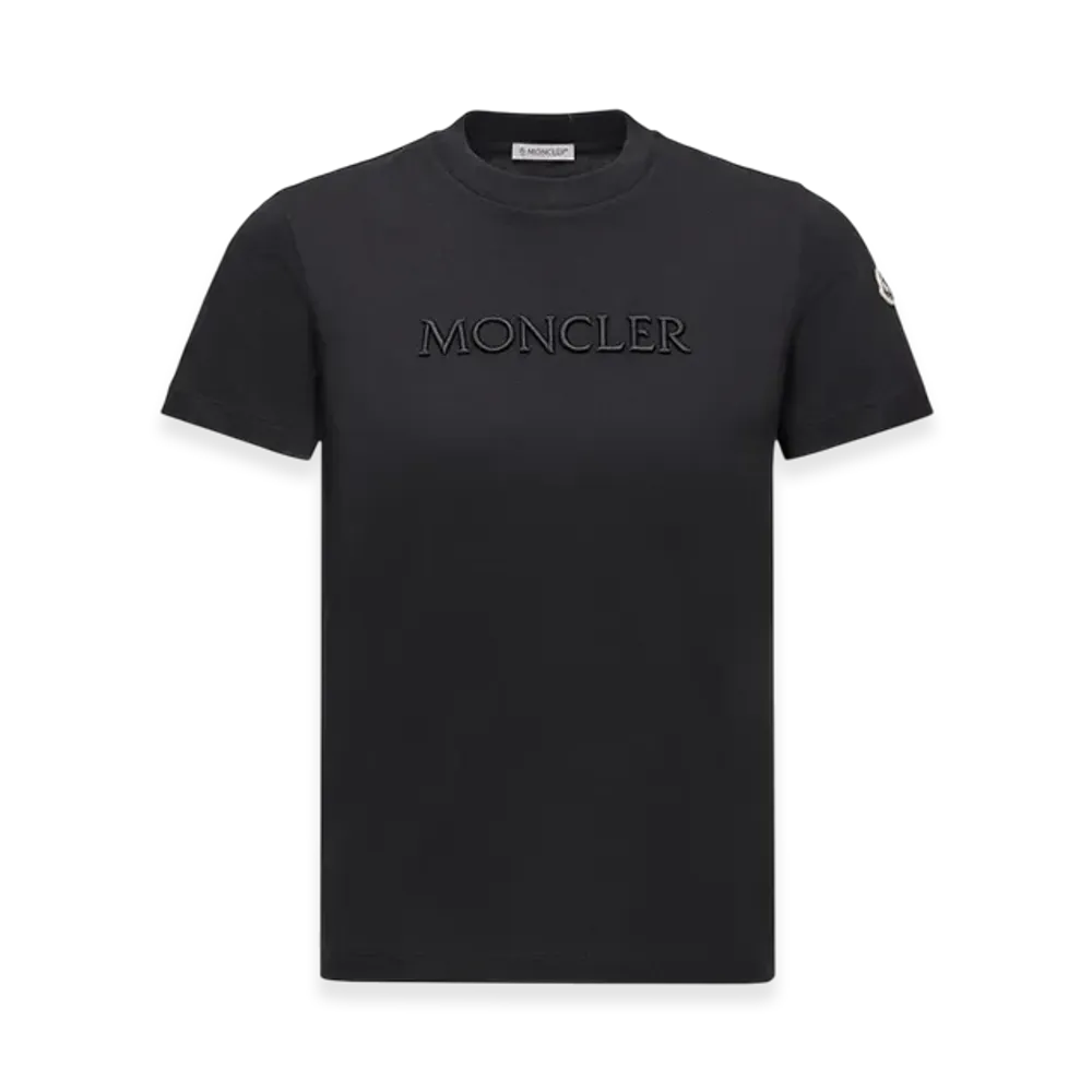 MONCLER Embroidered Tonal Logo Cotton T-Shirt "Black"