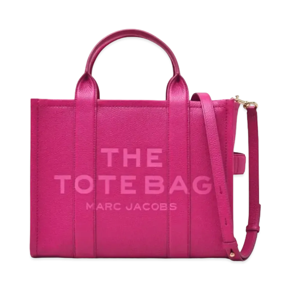 Marc Jacobs The Leather Medium Tote Bag "Lipstick Pink"