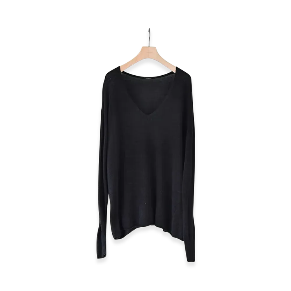 COMOLI Black V-Neck Knit "Black"