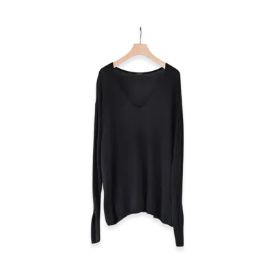 COMOLI Black V-Neck Knit "Black"