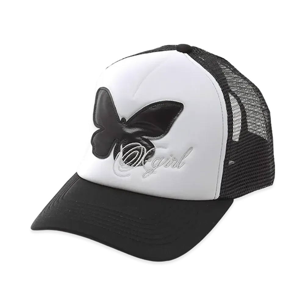 X-Girl Women's Butterfly Patch Trucker Cap "Black"