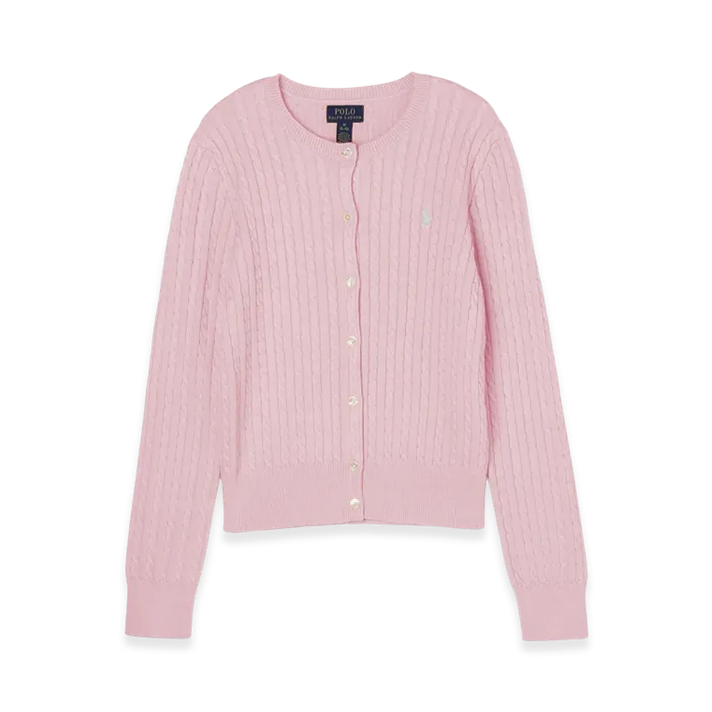 Polo Ralph Lauren Girls Mini Cable Cotton Cardigan "Hintofpink"