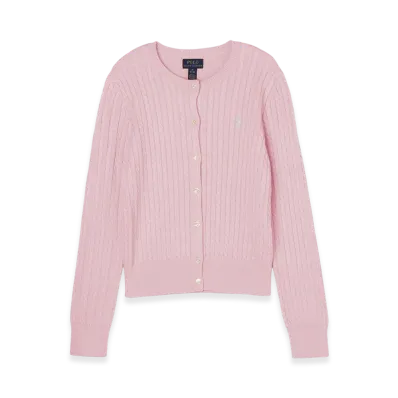 Polo Ralph Lauren Girls Mini Cable Cotton Cardigan "Hintofpink"