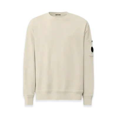 C.P. Company Cotton Diagonal Fleece Lens Sweatshirt "Gauze White"