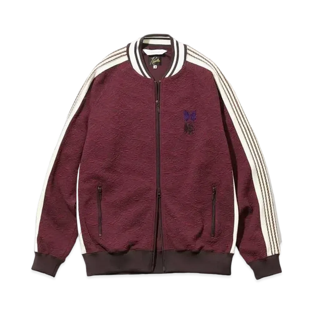 Needles x Sasquatchfabrix. Rib Collar Track Jacket -Blister jacquard Olive Branch "Dark Purple"