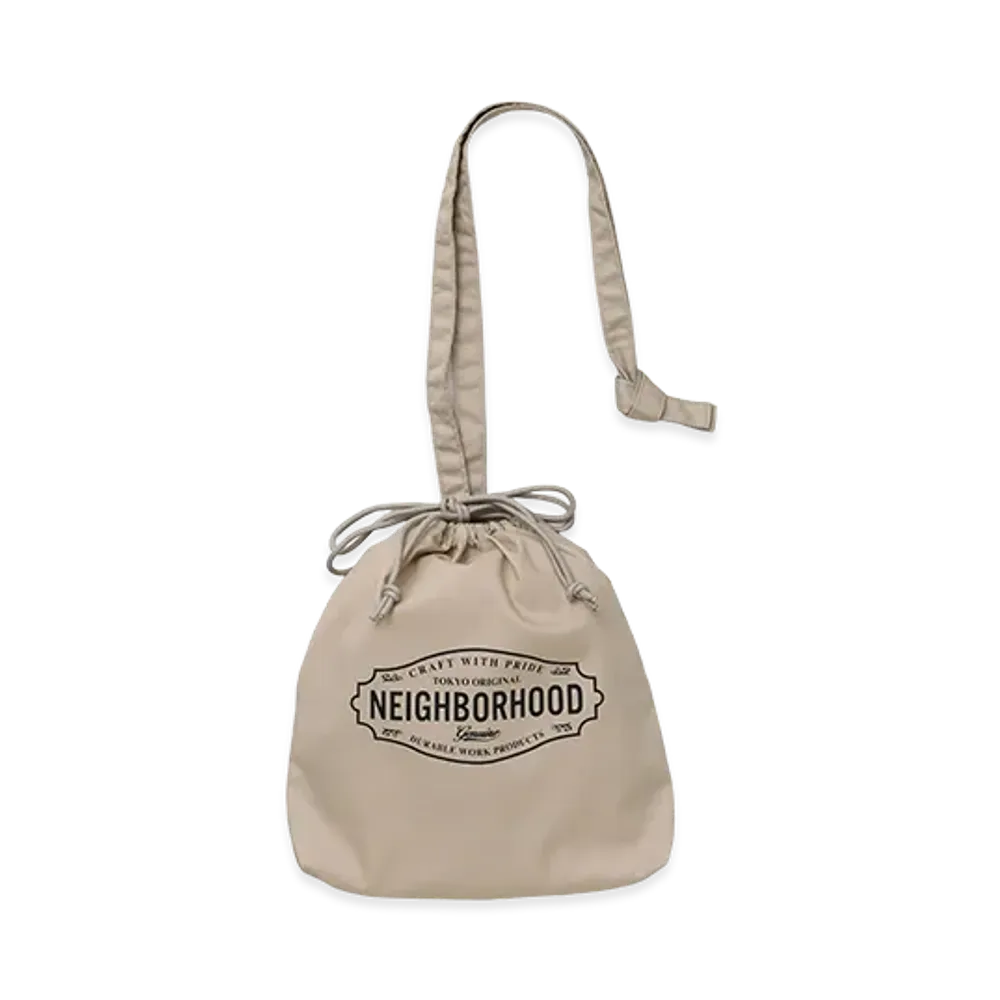 NEIGHBORHOOD Logo Drawstring Bag "Beige"