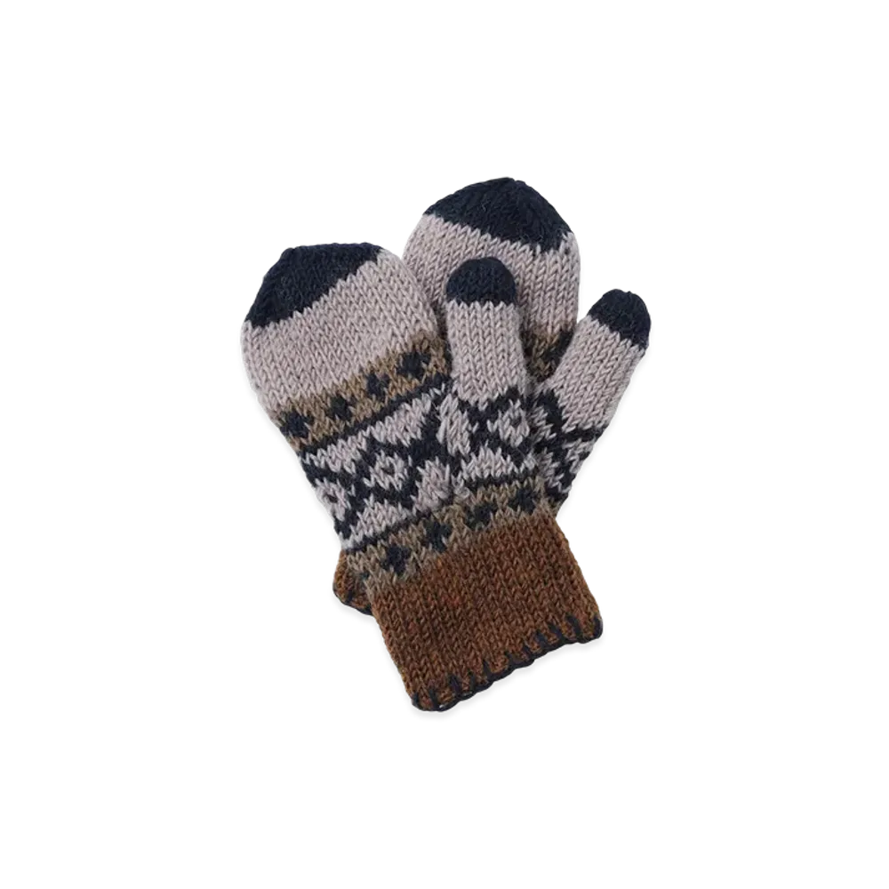 SEDAN ALL-PURPOSE Hand Knit Mitten "Brown/Black"
