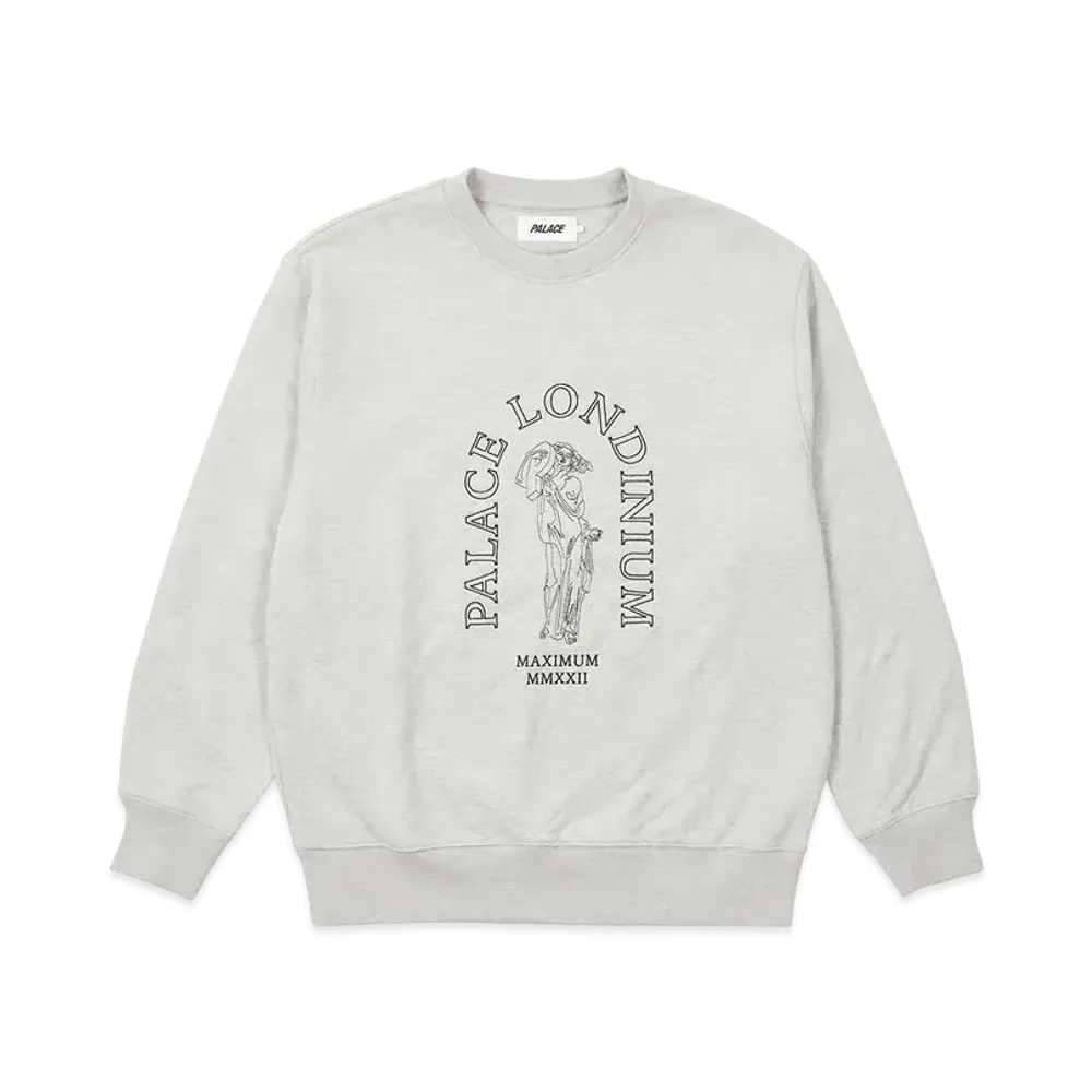 PALACE Londinium Quilted Crew "Grey Marl"