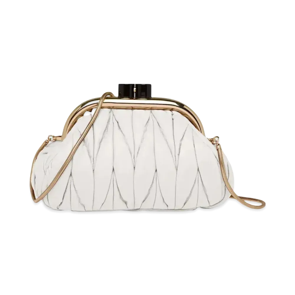 MIU MIU Miu Bernappa Leather Clutch "White"
