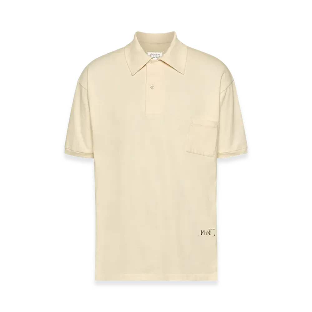 Maison Margiela Men's Stamp Logo Polo Shirt "Ecru"