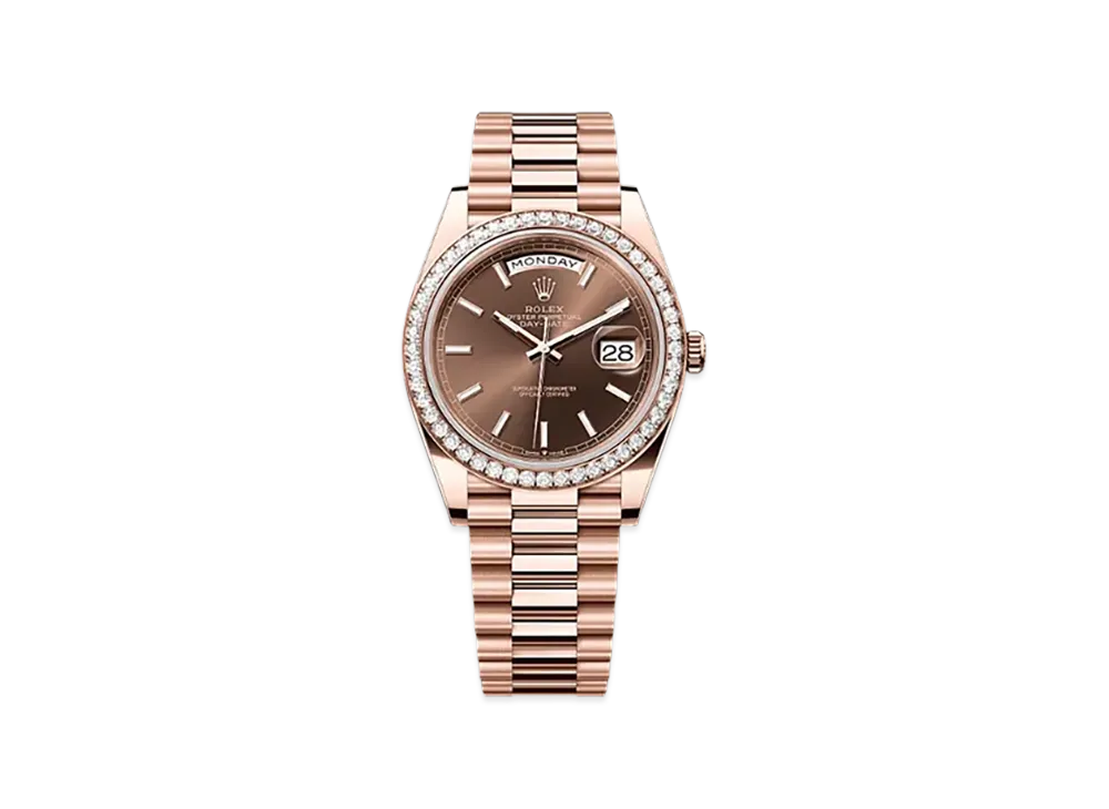 ROLEX Day-Date 40mm Everose Gold Diamond 228345RBR "Chocolate"