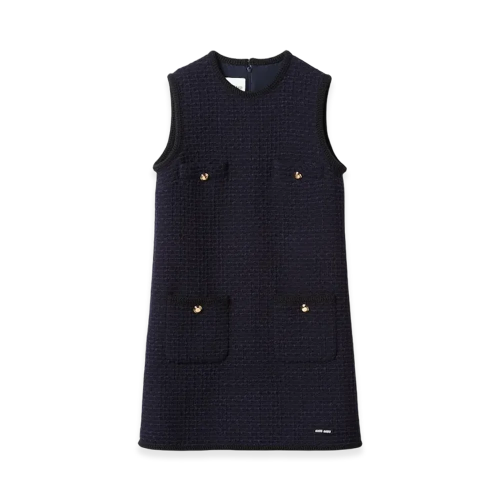MIU MIU Women's Tweed Mini Dress "Navy"