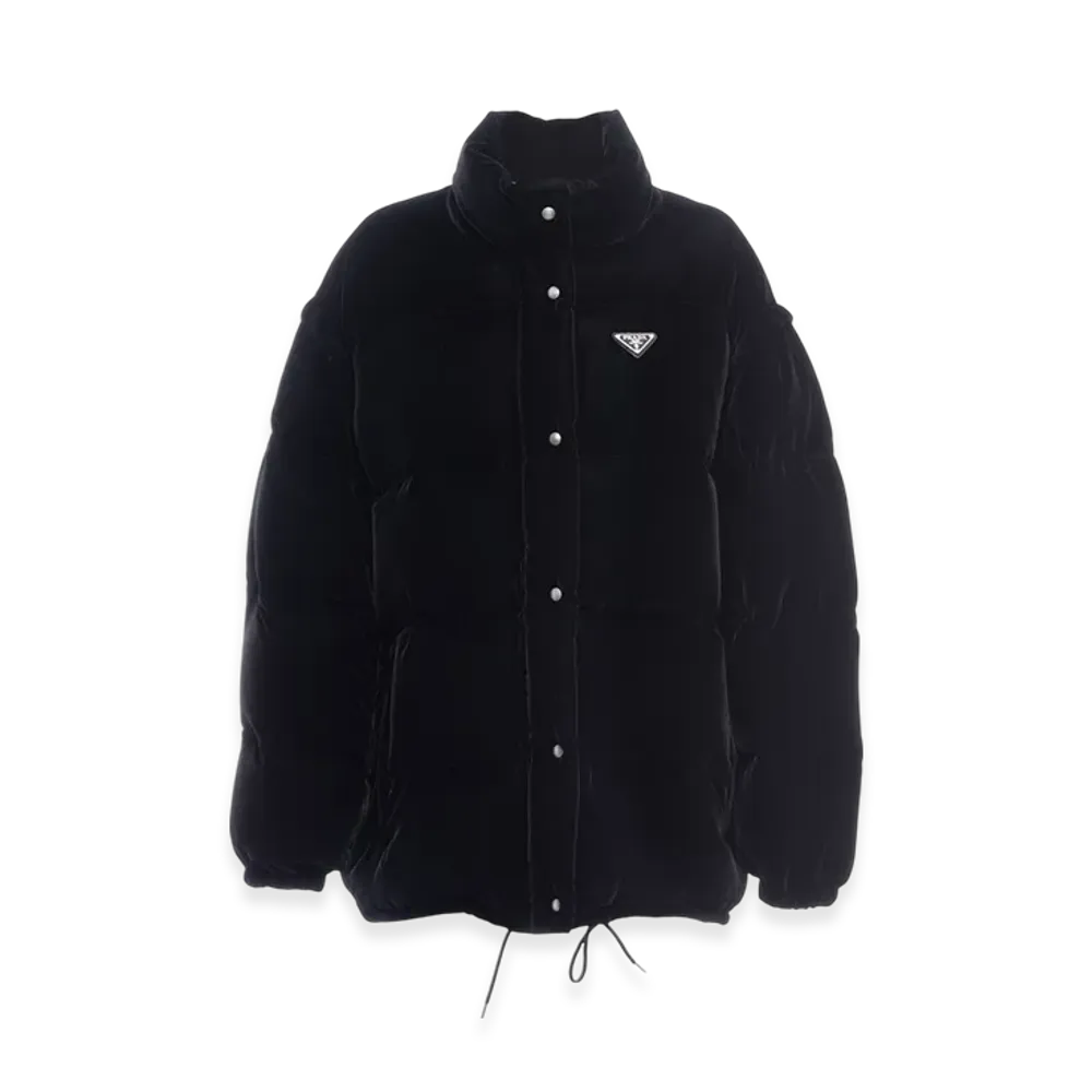 PRADA Women's Convertible Velvet Down Jacket "Black"