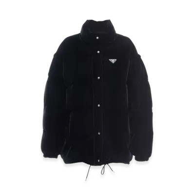 PRADA Women's Convertible Velvet Down Jacket "Black"