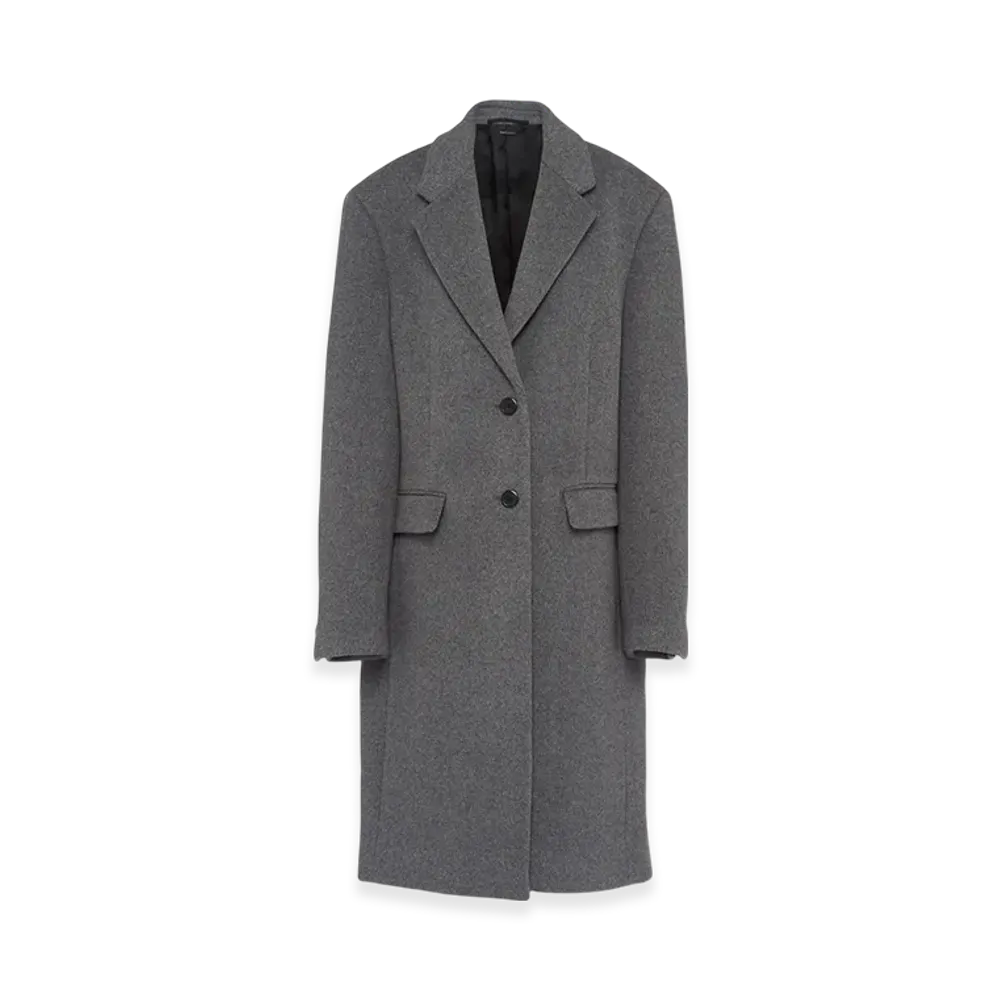PRADA Women's Single-Breasted Velour Coat "Slate Gray"