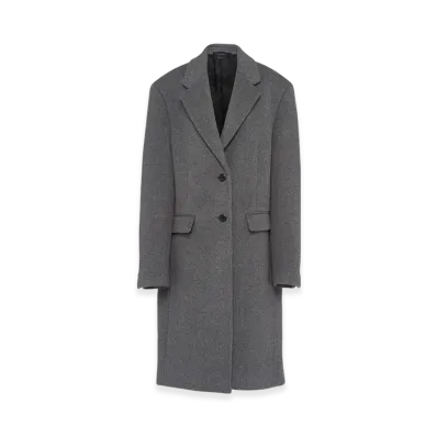 PRADA Women's Single-Breasted Velour Coat "Slate Gray"