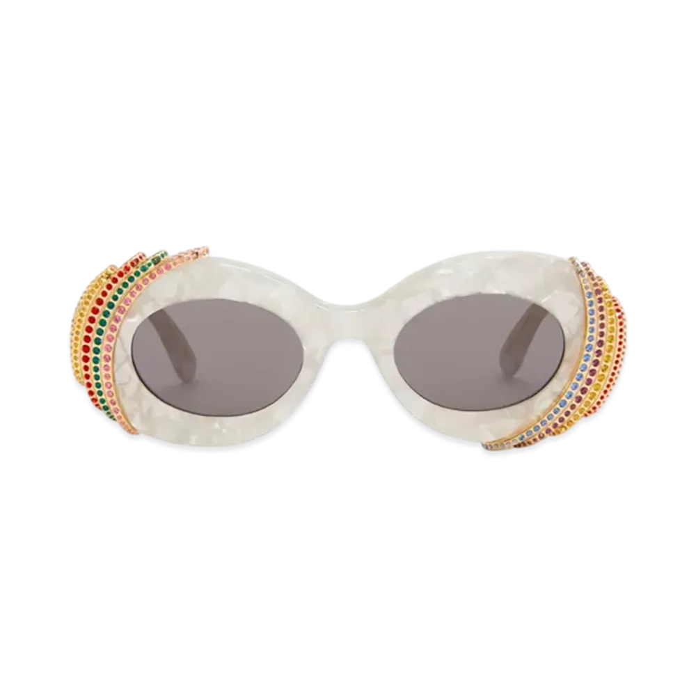 LOEWE Pave Oval Sunglasses "Pearl Grey/White"