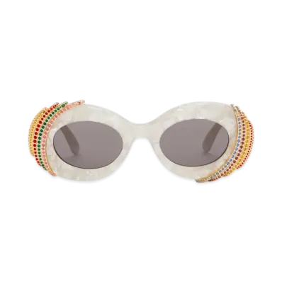 LOEWE Pave Oval Sunglasses "Pearl Grey/White"