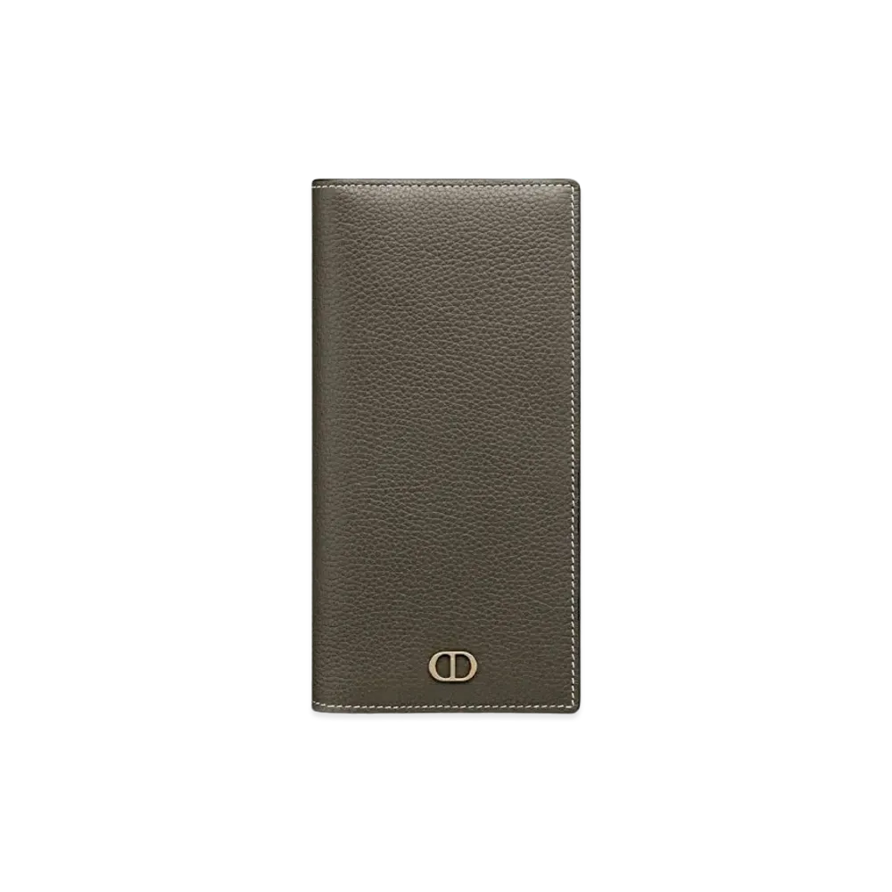 Dior Vertical Long Wallet CD Icon Grained Calfskin "Ebony"